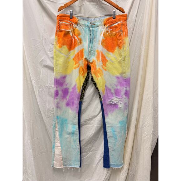 MNML B412 Flare Denim 36" Tie Dye Unique Rare Kendrick Lamar Super Bowl